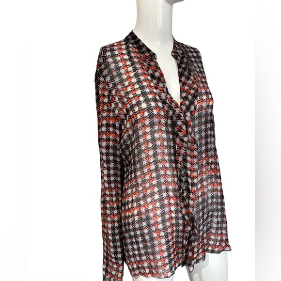 Stylish Marc Cain Houndstooth Blouse - Red and Black - Picture 1 of 10